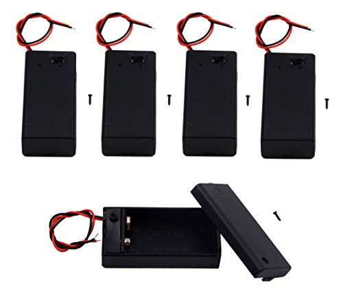 Book Cover LAMPVPATH (Pack of 5) 9v Battery Holder, 9 Volt Battery Holder with Switch, 9v Battery Case with Switch