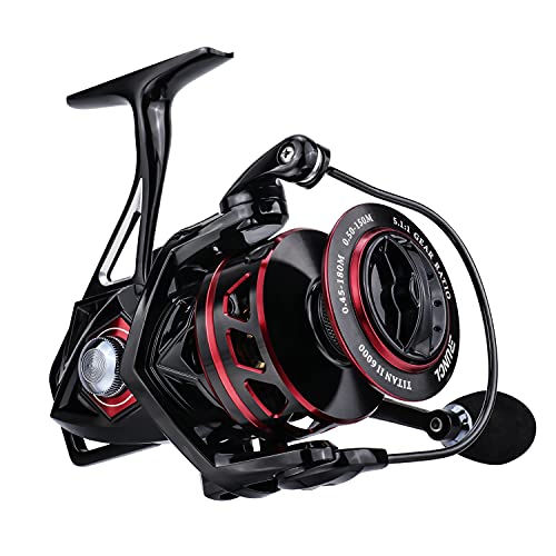 Book Cover RUNCL Spinning Reel Titan II, Fishing Reel - Full Metal Body, Max Drag 44LB, 5 Carbon Fiber Washers, 9+1 Shielded Ball Bearings, Braid-Ready Spool, Hollow Out Rotor - Saltwater & Freshwater Fishing