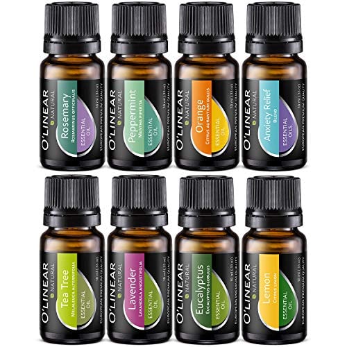 Book Cover Essential Oils Set - Top 8 Essential Oils for Diffuser, Humidifier, Massage, Aromatherapy and Soul - Tea Tree, Rosemary, Lavender, Peppermint, Orange, Eucalyptus, Lemon, Anxiety Relief & Stress Away