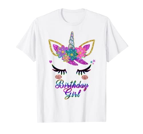 Book Cover Rainbow Unicorn Birthday T-Shirt, Birthday Girl Outfit