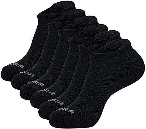 Book Cover LITERRA Men’s 6 Pack Running No Show Socks Low Cut Performance Athletic Cushion Tab Sock