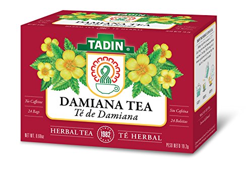 Book Cover Tadin Herb & Tea Co. Damiana Herbal Tea, Caffeine Free, 24 Tea Bags, Pack of 6