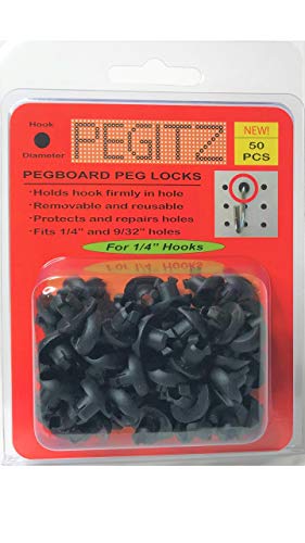 Book Cover Pegitz Pegboard Peg Locks 50PCS (1/4 inch, Black)