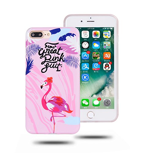 Book Cover iPhone 6 Plus Case, Swishly flamingo with pink underpainting Design Clear Bumper Glossy TPU Soft Rubber Silicone Cover Phone Case for iPhone 6 Plus/iPhone 6S Plus