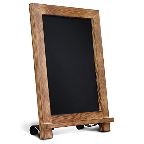 Book Cover HBCY Creations Rustic Torched Wood Tabletop Chalkboard with Legs/Vintage Wedding Table Sign/Small Kitchen Countertop Memo Board/Antique Wooden Frame (9.5