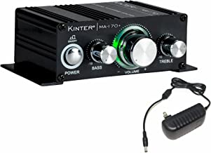 Book Cover Kinter MA170+ 2-Channel Auto Home Cycle Arcade DIY 2 x 18 W Mini Amplifier Bass Treble RCA Input Audio Mini Amplifier with 12V 3A Power Supply Black
