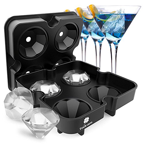 Book Cover Ice Cube Trays Mold, Todram 3D Diamond-Shaped Flexible Silicone Ice Tray with Spill-Resistant Removable Lid for for Cocktail Whisky Bourbon Pudding Chocolate BPA Free - Black