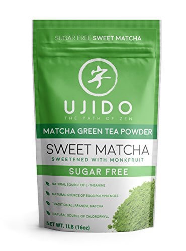 Book Cover Ujido Sweet Matcha, 16 oz. – Sugar-Free Ceremonial Grade Japanese Matcha Powder – Sweetened with Monk Fruit & Non-GMO Erythritol – Hand-Picked Green Tea Leaf Powder – Antioxidant Superfood – For Teas