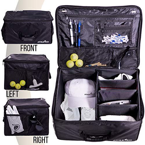 Book Cover Athletico Golf Trunk Organizer Storage - Car Golf Locker to Store Golf Accessories | Collapsible When Not in Use
