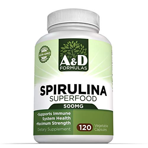 Book Cover Pure Spirulina –(120 Capsules) – Vegetarian Friendly Plant Based Superfood – Boost Immunity and Energy with One Pill a Day