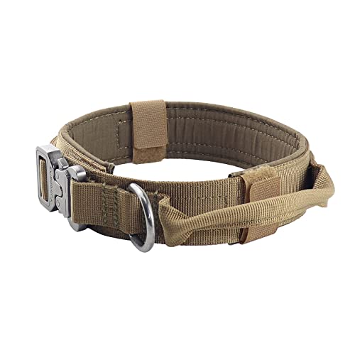 Book Cover Yunlep Adjustable Tactical Dog Collar Military Nylon Heavy Duty Metal Buckle with Control Handle for Dog Training(M,Coyote Brown)