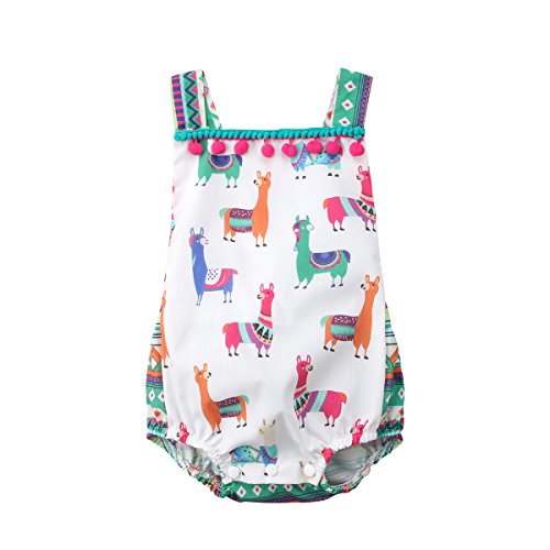 Book Cover Lamuusaa Newborn Infant Toddler Baby Girls Colourful Alpaca Pattern Tank Tops Summer Bodysuit Romper Jumpsuit