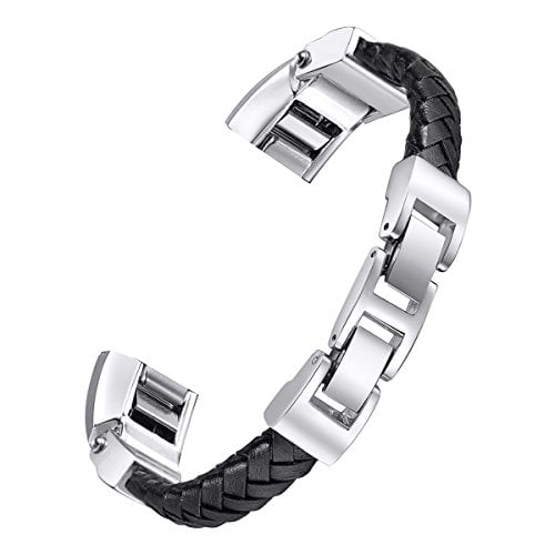 Book Cover bayite Leather Bands Compatible with Fitbit Alta and Alta HR, Adjustable Metal Buckle Leather Wristband