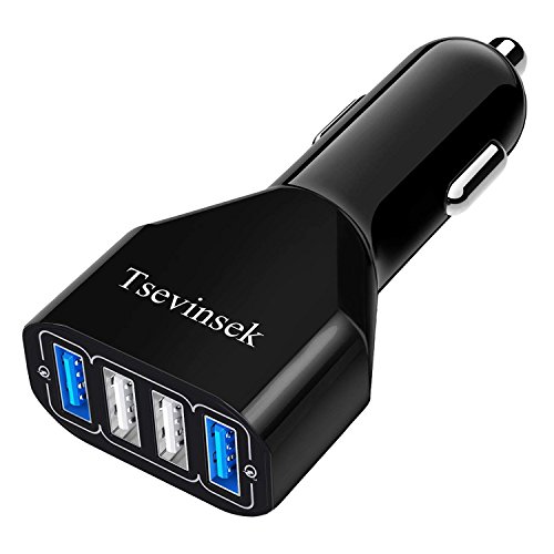 Book Cover Car Charger Quick Charge 3.0 Tsevinsek 48W Car Charger Adapter with 4 USB Ports for iPhone X/8/7/6s/6/SE/Plus, iPad Pro/Air 2/Mini, Galaxy S9/S8/S7/S6/Edge, Note 8/5/4, LG, HTC and More