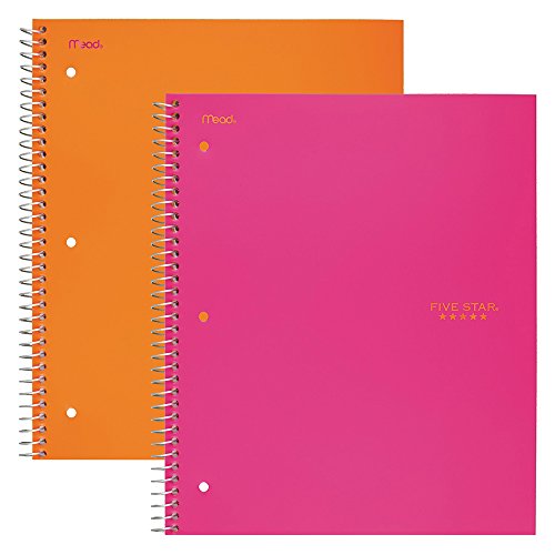 Book Cover Five Star Spiral Notebooks, 1 Subject, Wide Ruled Paper, 100 Sheets, 10-1/2