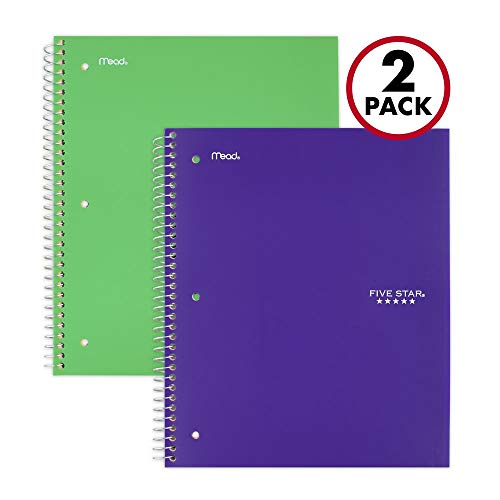 Book Cover Five Star Spiral Notebooks, 5 Subject, College Ruled Paper, 200 Sheets, 11