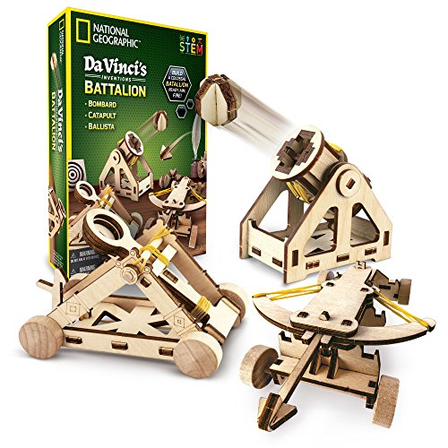 Book Cover NATIONAL GEOGRAPHIC - Da Vinci's DIY Science & Engineering Construction Kit - Build Three Functioning Wooden Models: Catapult, Bombard & Ballista