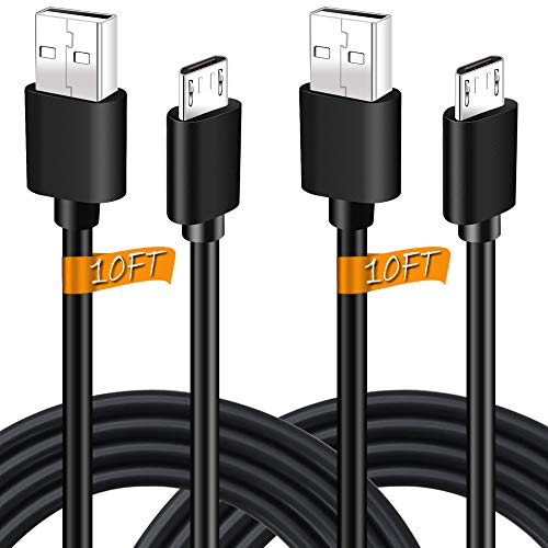 Book Cover 10 Ft Micro USB Power Cable for Fire TV Intel Computer, Roku,Kindle Touch, Keyboard, DX, Chromecast and Azulle Quantum Access Asus Vivo Stick Mini, Cloud Cam PC Data Sync Cord