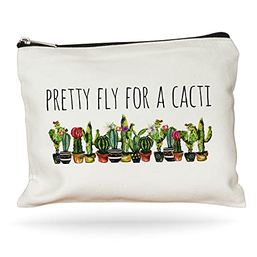 Book Cover Pretty Fly For A Cacti Makeup Bag, Cactus Gift For Women, Cactus Gift, Succulent Plant Gift, Canvas Bag