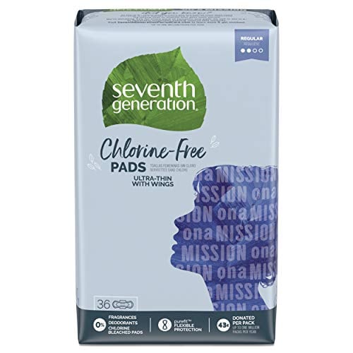 Book Cover Seventh Generation Ultra Thin Pads with Wings, Regular Absorbency, Chlorine Free, 36 Count (Packaging May Vary)