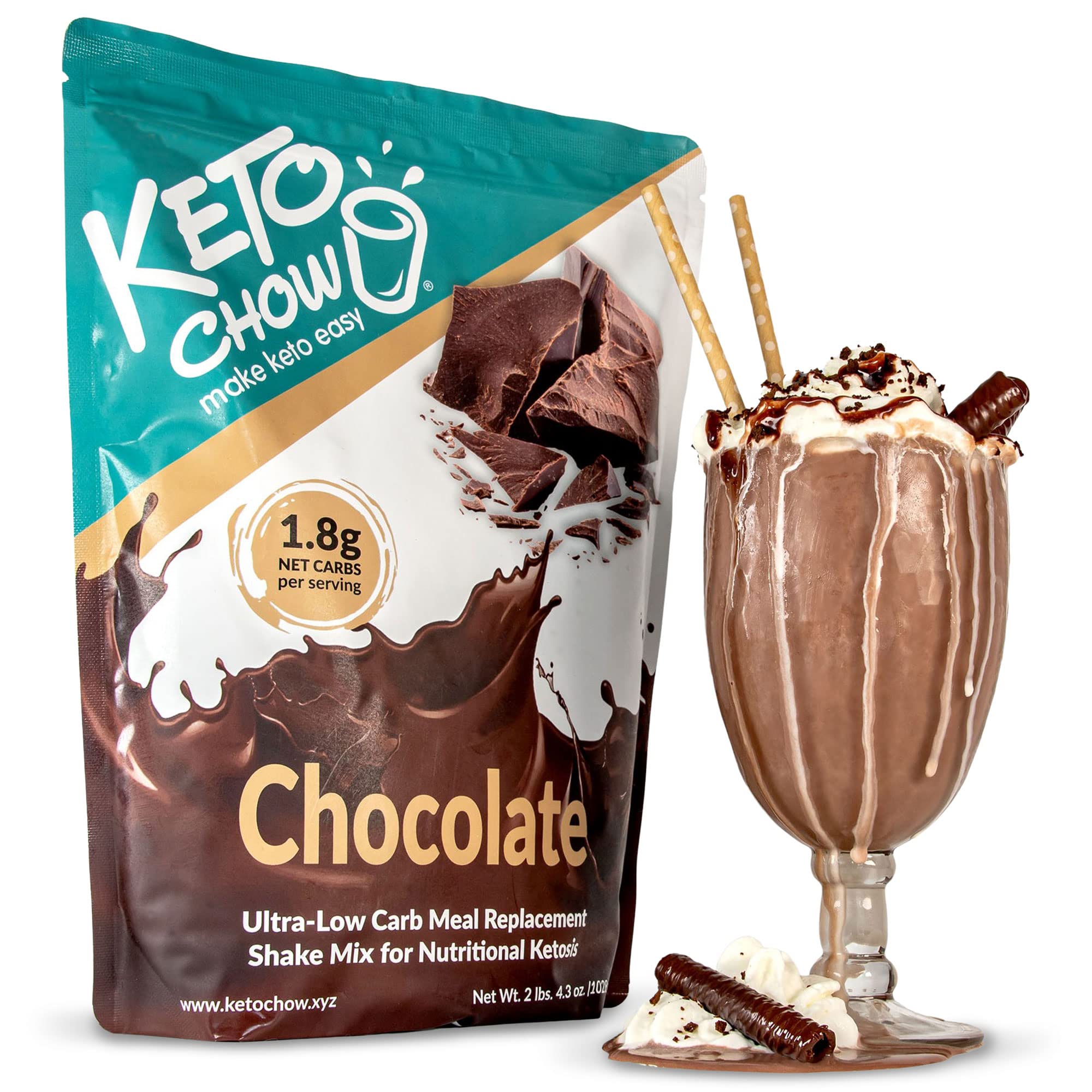 Book Cover Keto Chow Chocolate | Keto Meal Replacement Shake Powder | Nutritionally Complete Keto Food | Low Carb Keto Meals | Delicious Easy Meal Substitute Drink | Protein Rich You Choose The Fat| 21 Meal Bulk Pack Chocolate 2.26 Pound (Pack of 1)