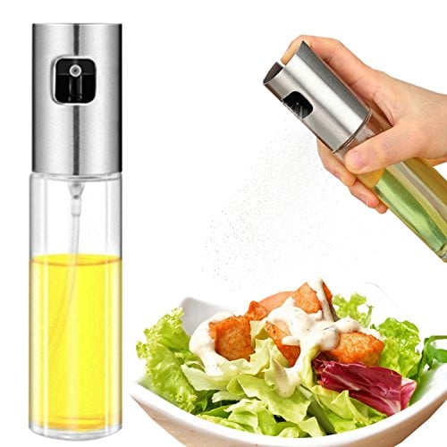 Book Cover Olive Oil Sprayer, Food-grade Glass Oil Spray Bottle Oil Misters Vinegar Bottle Oil Dispenser for Cooking, Salad, BBQ, Kitchen Baking, Roasting, 3.42-ounce Capacity