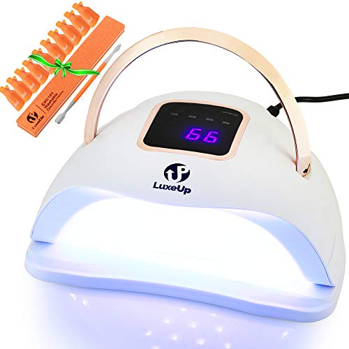Book Cover LuxeUp UV Nail Lamp Dryer 120W Upgraded Design | LED Curing Light Nail Art Lamp | Professional Dry Nail Lamp Set for Acrylic & Gel Polish