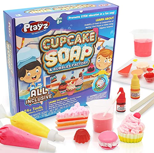Book Cover Playz Yummy Cupcake Soap & Bubbles DIY Science Kit - Fun STEM Gift for Age 8, 9, 10, 11, 12 Year Old Girls and Boys - Educational Arts and Crafts for Kids Age 8-12