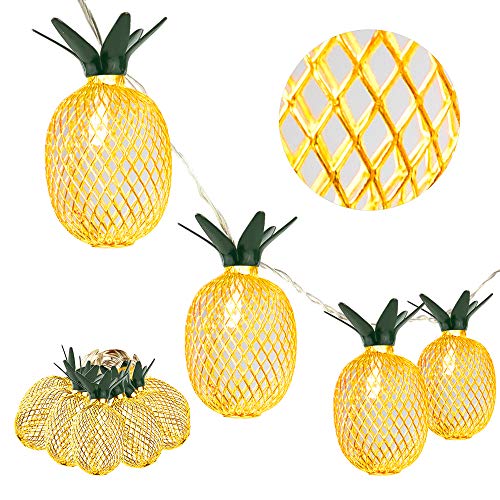 Book Cover Whonline 16ft 20 LED Pineapple String Lights Battery Operated Fairy String Lights for Party and Home Festival Decoration (Warm White, 2 Pack)