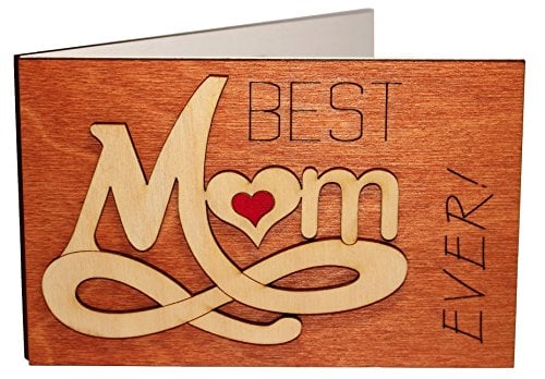 Book Cover Lapatoon Real Wood Best Mom Ever Forever Love Inspiring Greeting Card Novelty Birthday Gift Get Well Thank You Wooden Present for Mommy Step God Mother from Baby Husband Son Daughter Child e