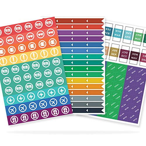 Book Cover The Simple Elephant Stickers - Productivity Planner Stickers - Perfect Fit with Planners, Journals, Agendas - Variety Pack with Calendar Tabs, Events, Flags - 6 Sheets - 392 Stickers