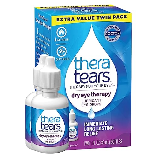 Book Cover TheraTears Dry Eye Therapy Lubricating Eye Drops for Dry Eyes, 1 fl oz bottle Twin Pack, (2 x 30mL Bottles)
