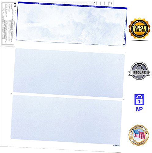 Book Cover 500 Blank Check Stock-Check on Top-Blue Marble Pattern-Compatible with Quickbooks,Quicken,Versacheck and More-(500 Laser Security Sheets-8.5''x11'' #24)-Made in USA with Pride!