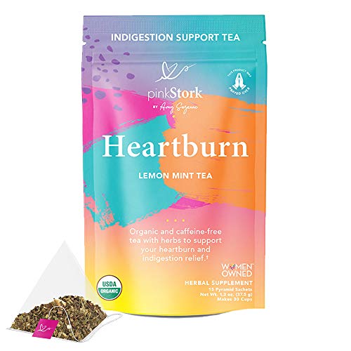 Book Cover Pink Stork Heartburn Tea: Lemon Mint, 100% Organic, Heartburn Pregnancy Relief + Reduce Indigestion + Acid Reflux, Women-Owned, 30 Cups, Packaging May Vary