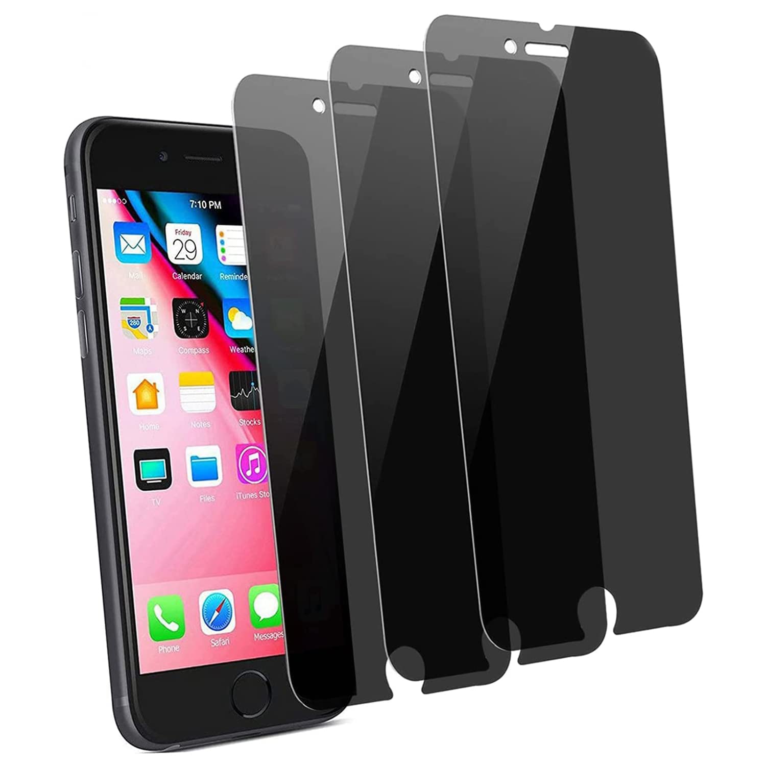Book Cover pehael [3-Pack] iPhone 8 Plus iPhone 7 Plus High Definition Privacy Screen Protector, Black Tempered Glass Screen Protector, Easy Install (5.5 inch)