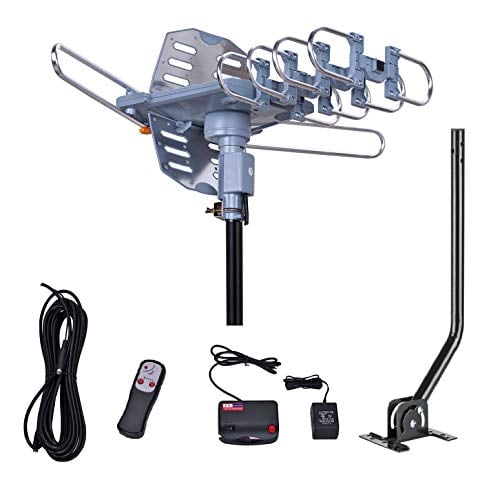 Book Cover 150 Miles Range-Amplified Digital Outdoor TV Antenna with Mount Pole-4K/1080p High Reception-40FT RG6 Coaxial Cable-360° Rotation Wireless Remote- Snap On Installation-2 TVs Function