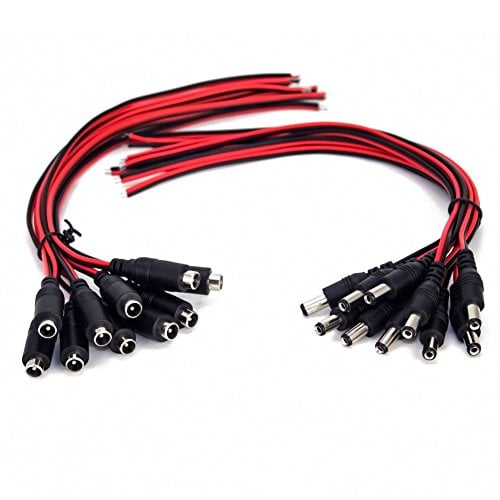 Book Cover 10 Pairs DC Power Pigtail Cable 12V 5A Male Female Connectors DC Cable for CCTV Security Camera Power Adapter Connectors