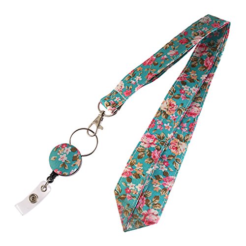Book Cover Classic Floral Design Retractable 24 inch Neck Lanyard,Strap Name/ID Badge Holder,Medical Nurse Badge ID, Badge Holder, ID Holder, Office Employee Name Badge Reel Clip