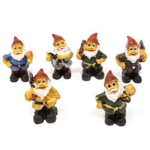 Book Cover Harbor 55 Miniature Fairy Garden Gnomes, Set of 6, Only 1.5 Inches Tall