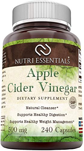 Book Cover Nutri Essentials Apple Cider Vinegar 500 Mg 120 Capsules - Supports Healthy Digestion - Supports Healthy Weight Management