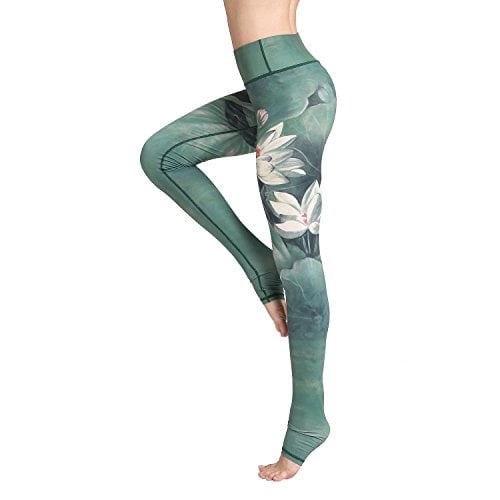 Book Cover Witkey Women Yoga Pants Printed Over The Heel Stirrup Yoga Leggings High Waist Power Flex Capris Leggings for Fitness Running