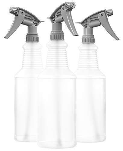 Book Cover Bar5F Empty Plastic Spray Bottle 32 ounce | Professional Heavy Duty; Chemical Resistant; Fully Adjustable Sprayer | Gray T-Series (Pack of 3)