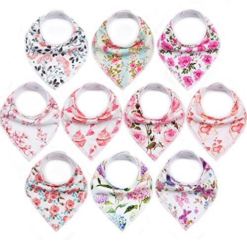 Book Cover 10-Pack Baby Bandana Bibs Upsimples Baby Girl Bibs for Drooling and Teething, 100% Organic Cotton and Super Absorbent Hypoallergenic Bibs Baby Shower Gift - 