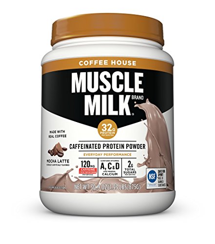 Book Cover Muscle Milk Coffee House Caffeinated Protein Powder, Mocha Latte, 32g Protein, 1.93 Pound