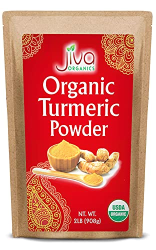 Book Cover Jiva Organics Turmeric Powder - 2 Pound in Resealable Bag, 100% Raw with Tumeric Powdered Organic, Turmeric Curcumin Powder, Origins from India