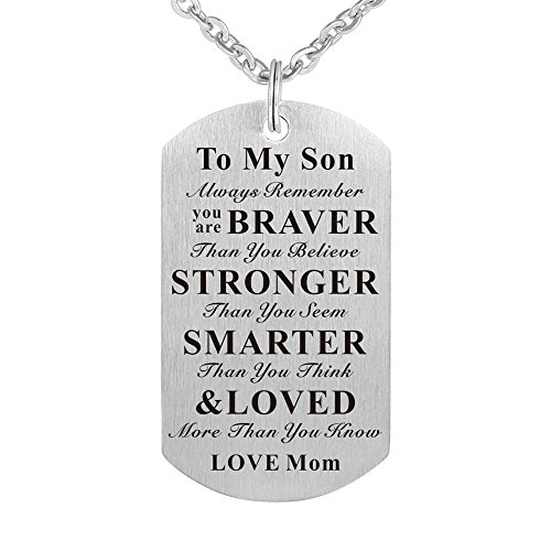 Book Cover To My Son Kids Child Always Remember You are Braver than You Believe Birthday Gift Jewelry Dog Tag Keychain Pendant Necklace From Mom Mother
