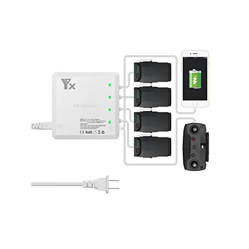 Book Cover [Upgrade] Mavic Air Battery Charger, Powerextra 104W Mavic Air 6 in 1 Rapid Intelligent Multi Battery Charger Hub (Charge 4 Batteries & 2 USB Ports Simultaneously) (Not Fit Mavic Air 2)