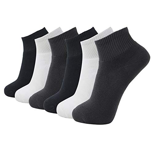 Book Cover +MD 6 Pack Mens Bamboo Ankle Socks Extra Heavy Full Cushioned Work Socks Moisture Wicking Sports Quarter Socks