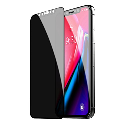 Book Cover TECHO Privacy Screen Protector for iPhone Xs X, [Full Coverage] [Case Friendly] [Super Clear] Anti-Spy 9H Hardness Tempered Glass Screen Protectors for Apple iPhone 10