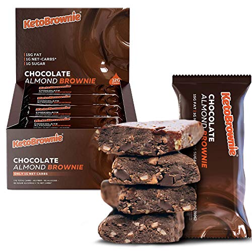Book Cover KetoBrownie Bars (12-Count) | Deliciously Baked Soft & Chewy | 15g Healthy Fats | 1g Net-Carb Keto Bars | 1g Sugar | Meal Replacement Bars (Chocolate Almond)
